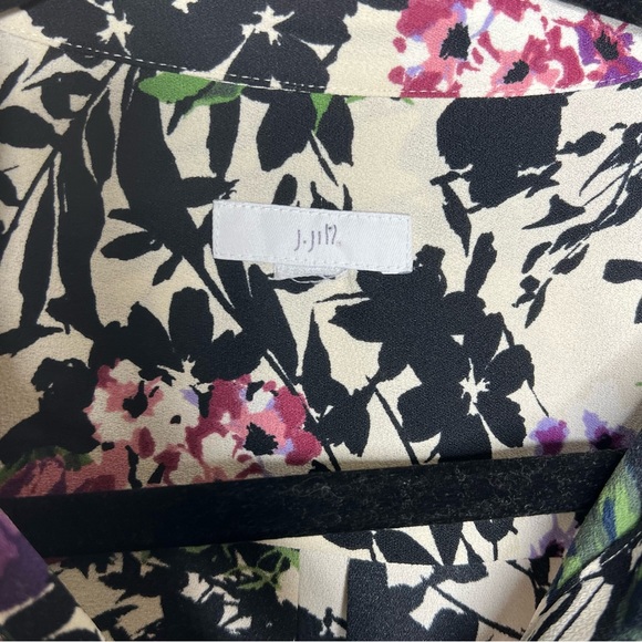 J Jill Relaxed Shirttail Blouse Oat Floral button Down Shirt Pocket XL - Picture 6 of 12